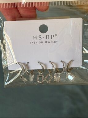 Silver  Dangle Hoop Earrings